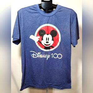 🛍 4/$20 🛍 Disney Blue Mickey Mouse 100th Anniversary Tee-Size Large-Unisex